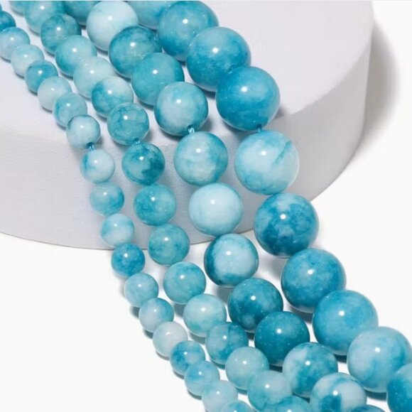 Natural Blue Ocean Larimar   Big, Bold, Beautiful 10mm 15" Strand - Picture 2 of 3
